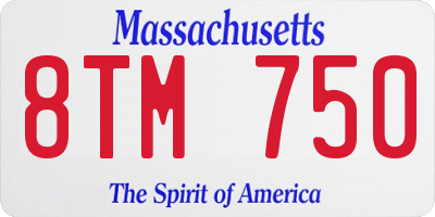 MA license plate 8TM750