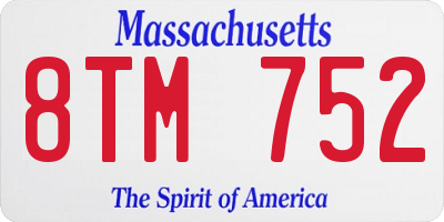 MA license plate 8TM752