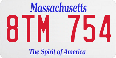 MA license plate 8TM754