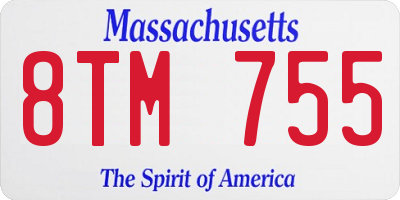MA license plate 8TM755