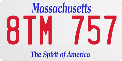 MA license plate 8TM757