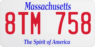 MA license plate 8TM758