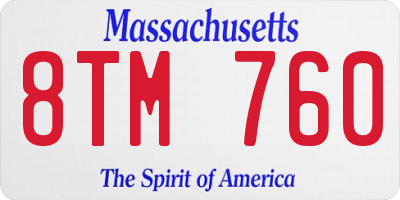 MA license plate 8TM760