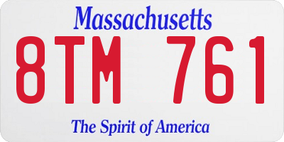 MA license plate 8TM761