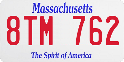 MA license plate 8TM762