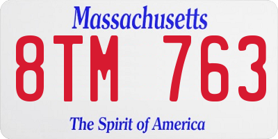 MA license plate 8TM763