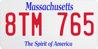 MA license plate 8TM765
