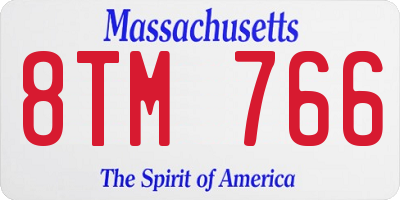 MA license plate 8TM766