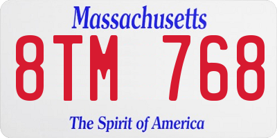 MA license plate 8TM768