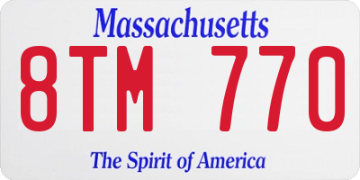 MA license plate 8TM770
