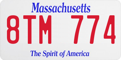 MA license plate 8TM774
