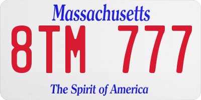 MA license plate 8TM777