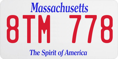 MA license plate 8TM778