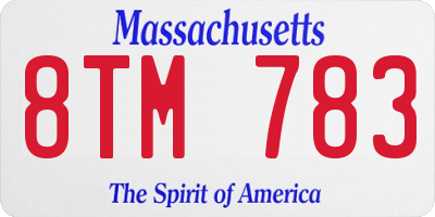 MA license plate 8TM783