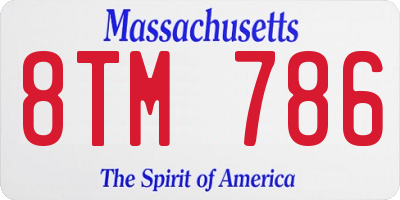 MA license plate 8TM786