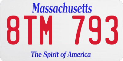 MA license plate 8TM793