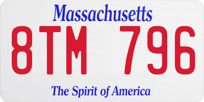 MA license plate 8TM796