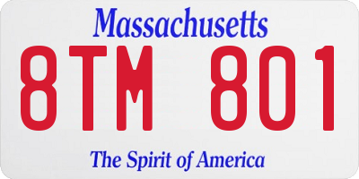 MA license plate 8TM801