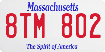 MA license plate 8TM802