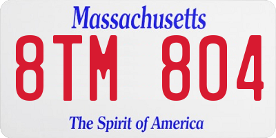 MA license plate 8TM804