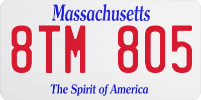 MA license plate 8TM805