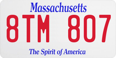 MA license plate 8TM807