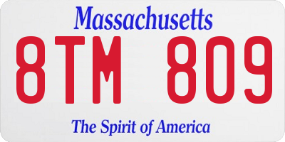MA license plate 8TM809
