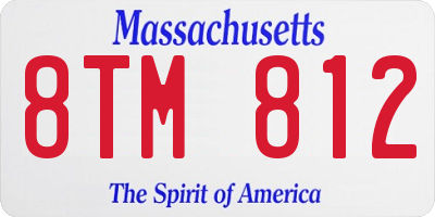 MA license plate 8TM812