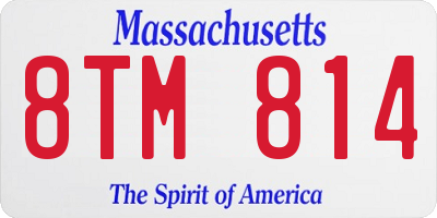 MA license plate 8TM814