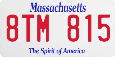 MA license plate 8TM815
