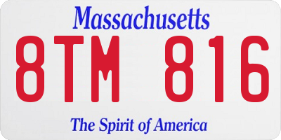 MA license plate 8TM816
