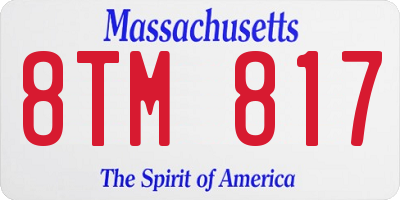 MA license plate 8TM817