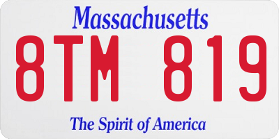 MA license plate 8TM819