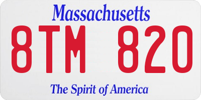 MA license plate 8TM820
