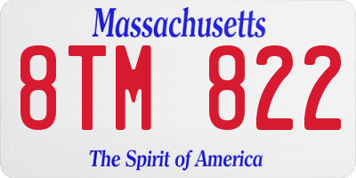 MA license plate 8TM822
