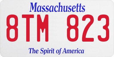 MA license plate 8TM823