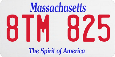 MA license plate 8TM825
