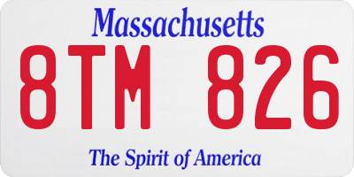 MA license plate 8TM826