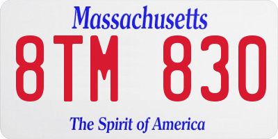 MA license plate 8TM830