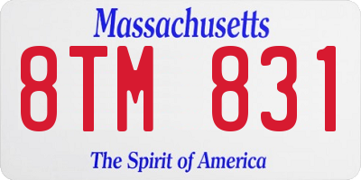 MA license plate 8TM831