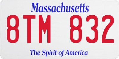 MA license plate 8TM832