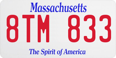 MA license plate 8TM833