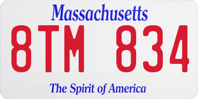 MA license plate 8TM834