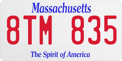 MA license plate 8TM835