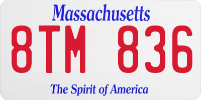 MA license plate 8TM836