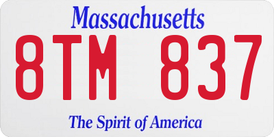 MA license plate 8TM837