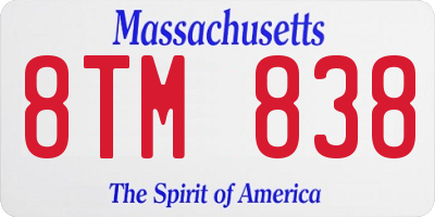 MA license plate 8TM838
