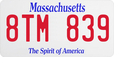 MA license plate 8TM839