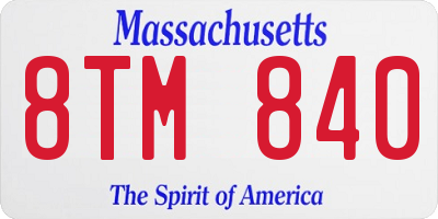 MA license plate 8TM840