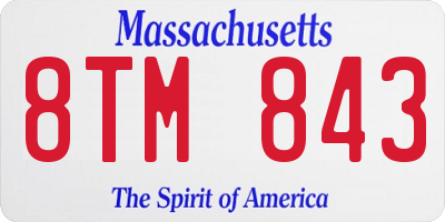 MA license plate 8TM843
